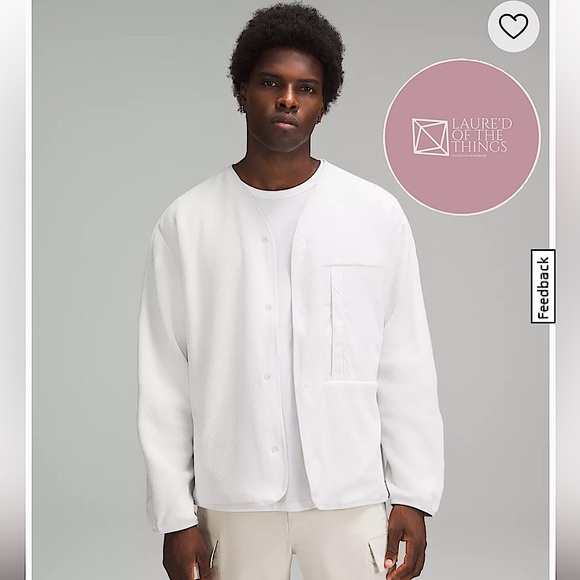 NWT Mens Large Lululemon Fleece Snap-Front Cardigan- Light Vapor - Picture 1 of 4